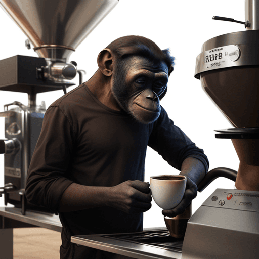 AI generated: bonobo drinking coffee, take away, take away coffee, bonobo in-house coffee roasting, bonobo roaster...