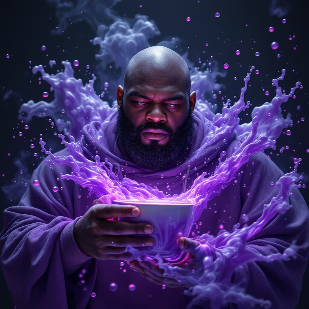AI generated: dave blunts a big very very fat bald black rapper with no facial hair controlling the 4 elements wit...