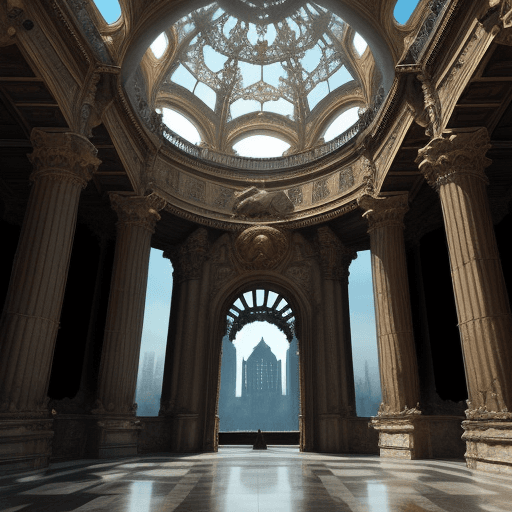AI generated: gothic In the magnificent ancient city ruins at the depths of the deep sea, at the heart of the city...