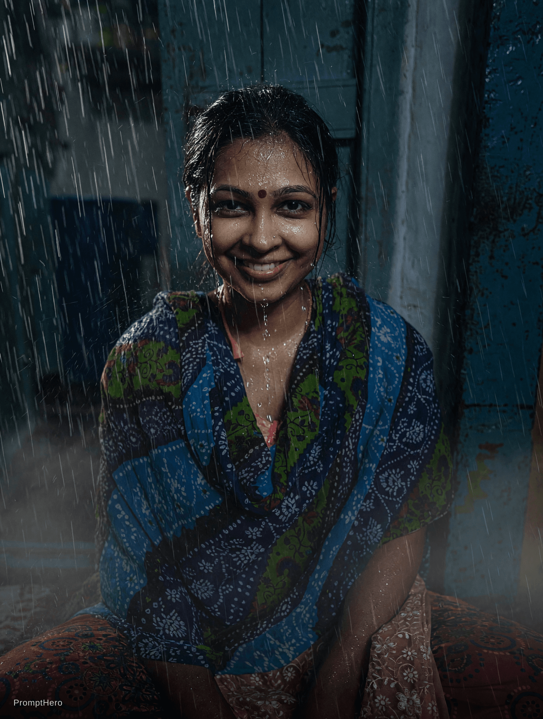 AI generated: create a fashion model wet in rain