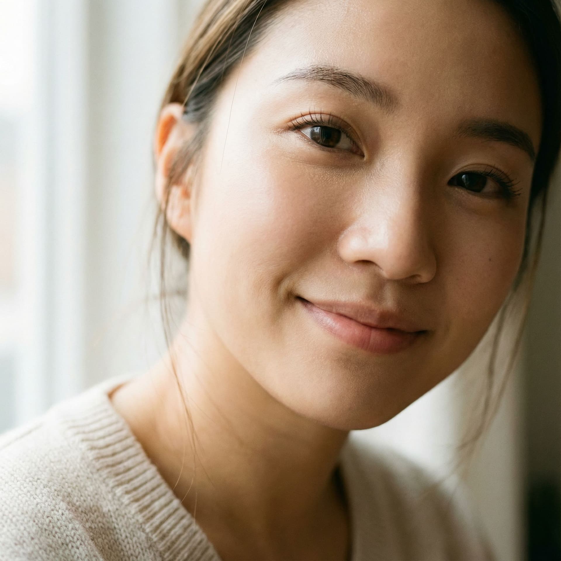AI generated: high definition photo, close-up, in the style of Asian beauty standards, photorealism, flawless skin...