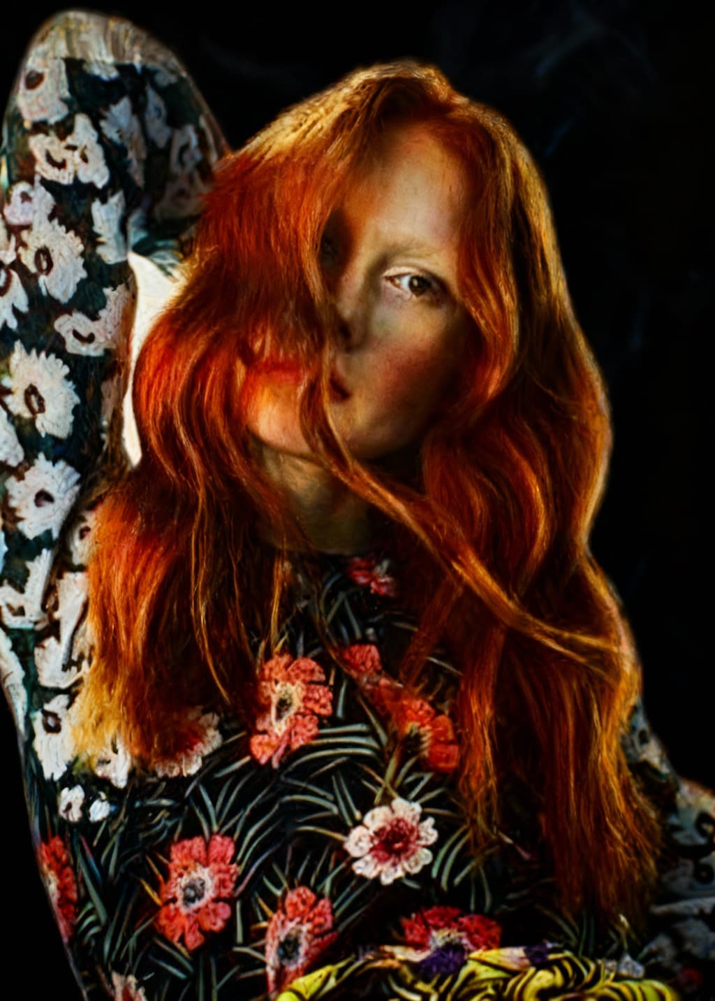 AI generated: woman, colorful realism, intense close-ups --chaos 75 --ar 1:2 --profile rsy6uq9 --stylize 750
