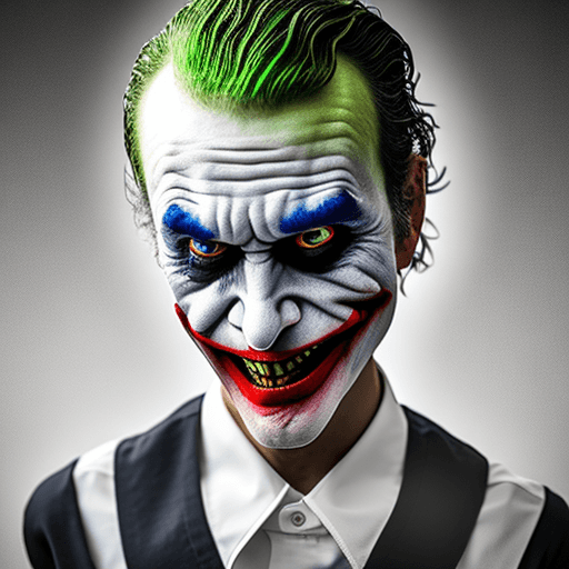 AI generated: joker face angry, portrait, photography, detailed, --uplight 