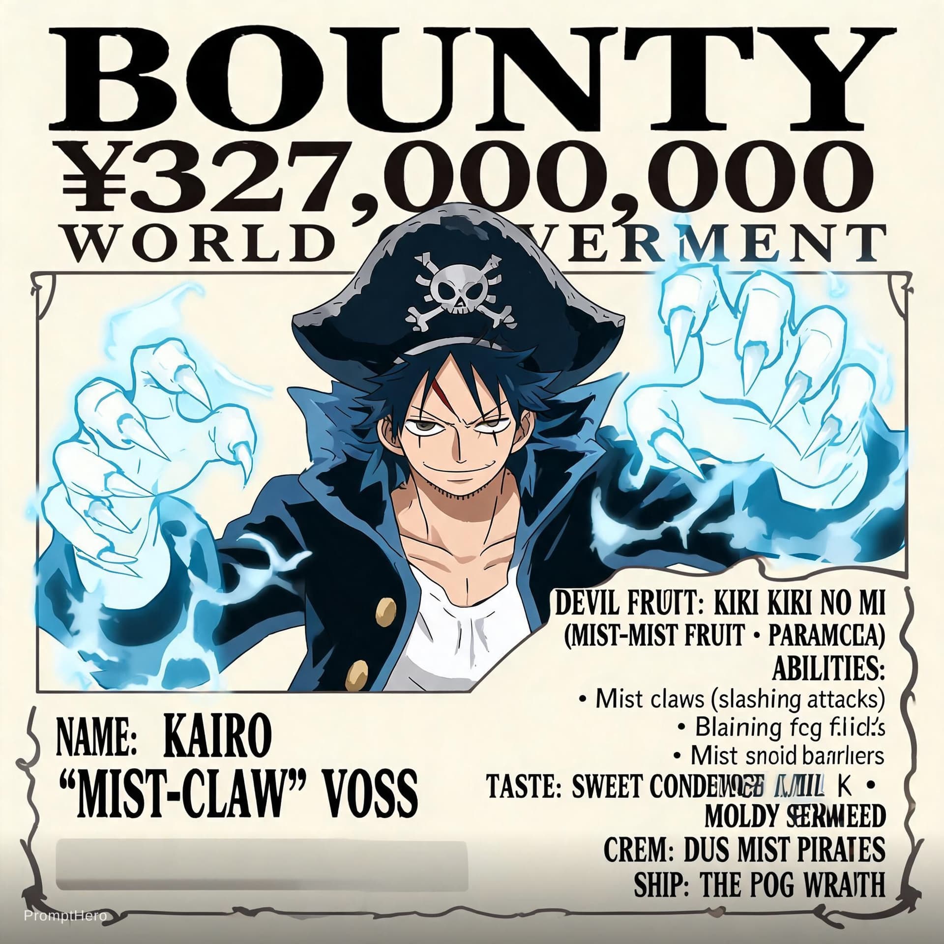 AI generated: Generate an original One Piece character image from attached. Also list the jjdevil fruit abilities,...
