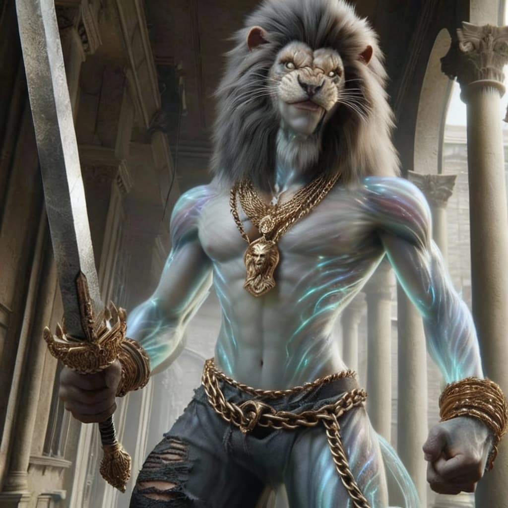 AI generated: Transform all anthropomorphic characters into elegant, anatomically refined hybrids blending human, ...