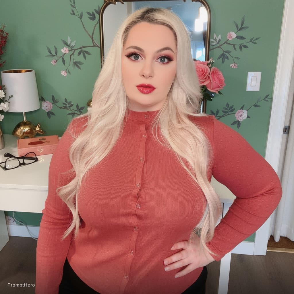 AI generated: She takes out her breasts and show his ass 