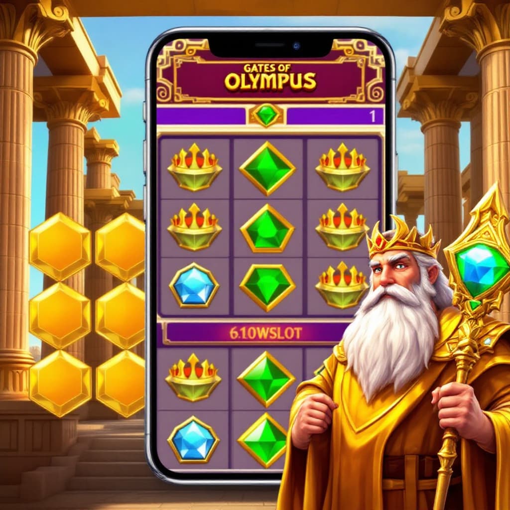 AI generated: The image is a digital illustration of the Gates of Olympus slot machine. The background of the imag...