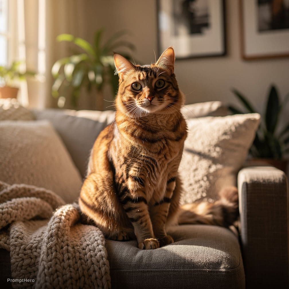 AI generated: A beautiful picture of a cat at home