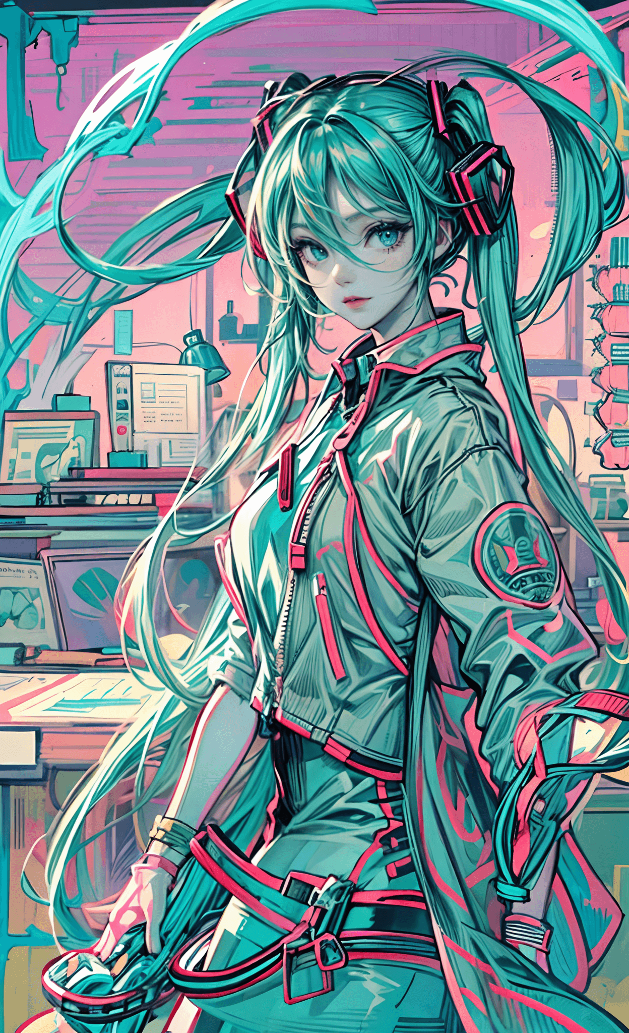 AI generated: masterpiece, portrait, medium shot, cel shading style, centered image, ultra detailed illustration o...