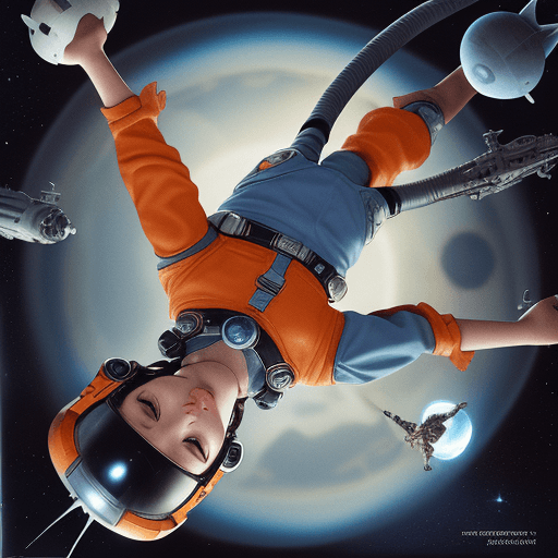 AI generated: highest quality photo of adorable kitten space explorer (orange:5), (blue:6) (tight jumpsuit), alien...