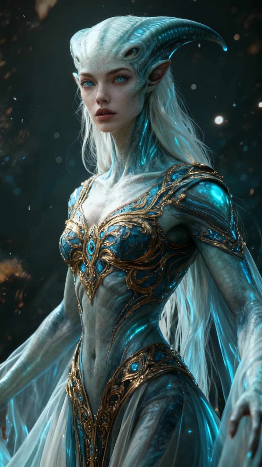 AI generated: Transform all anthropomorphic characters into elegant, anatomically refined hybrids blending human, ...