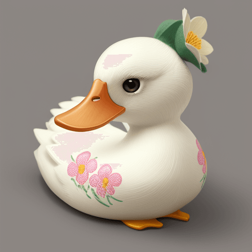 AI generated: realistic cute duck with flowers pattern