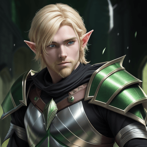 AI generated: male half human elf: masterpiece, mid shot, dynamic pose, splash art, High-resolution hyper realisti...