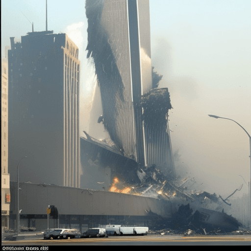 AI generated: 9/11 plane crashing into building