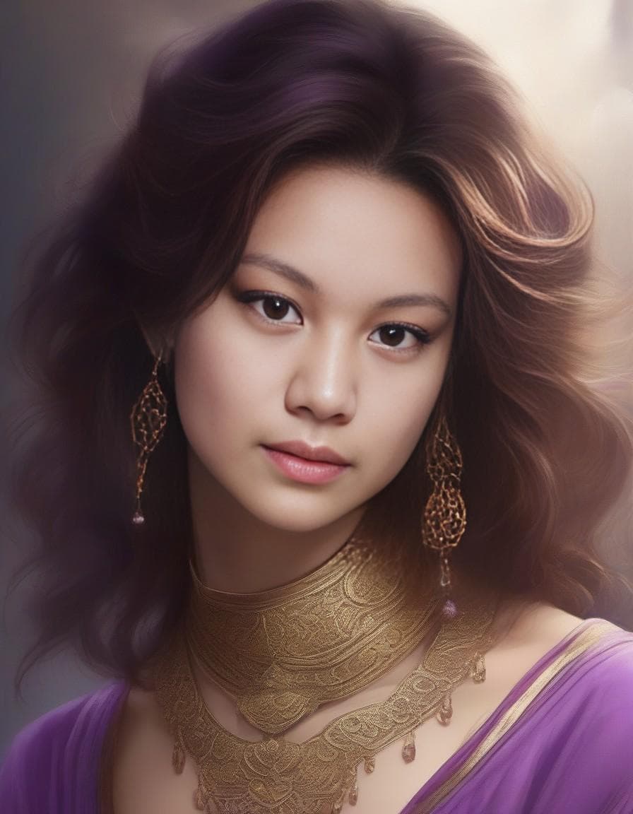 AI generated: The girl is the centerpiece of the image, and every detail of her is rendered in intricate detail. H...