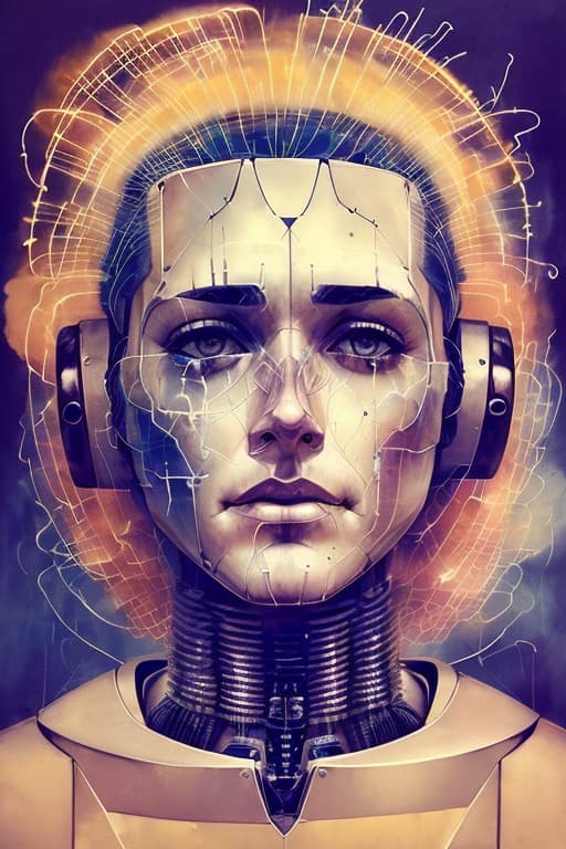 AI generated: medium shot older experienced male rock (gangster robot:1.4), 70s, clean shaved, (style of Agnes Cec...