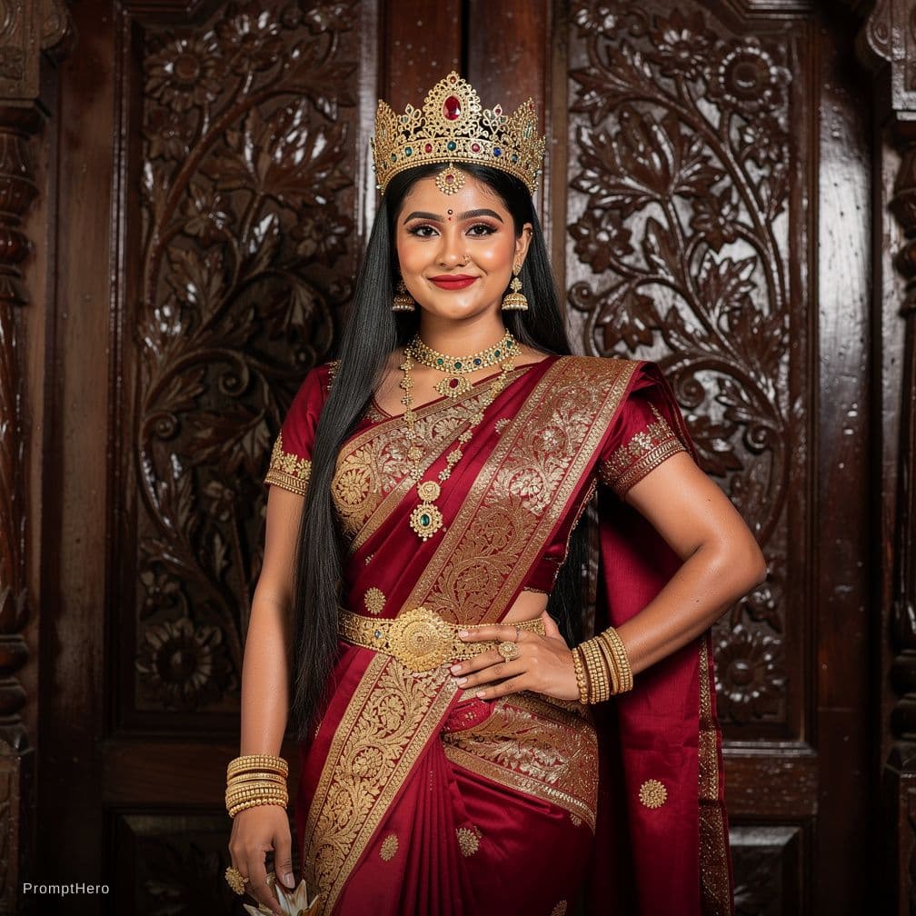 AI generated: (Real photo:1.7)(depth of field)(intricate details) (goddess Durga) 
(slight smile)(detailed eyes)(d...
