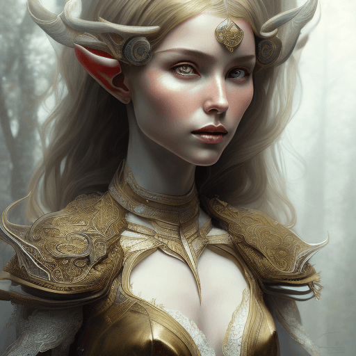 AI generated: mdjrny-v4 style portrait of female elf, intricate, elegant, highly detailed, digital painting, artst...