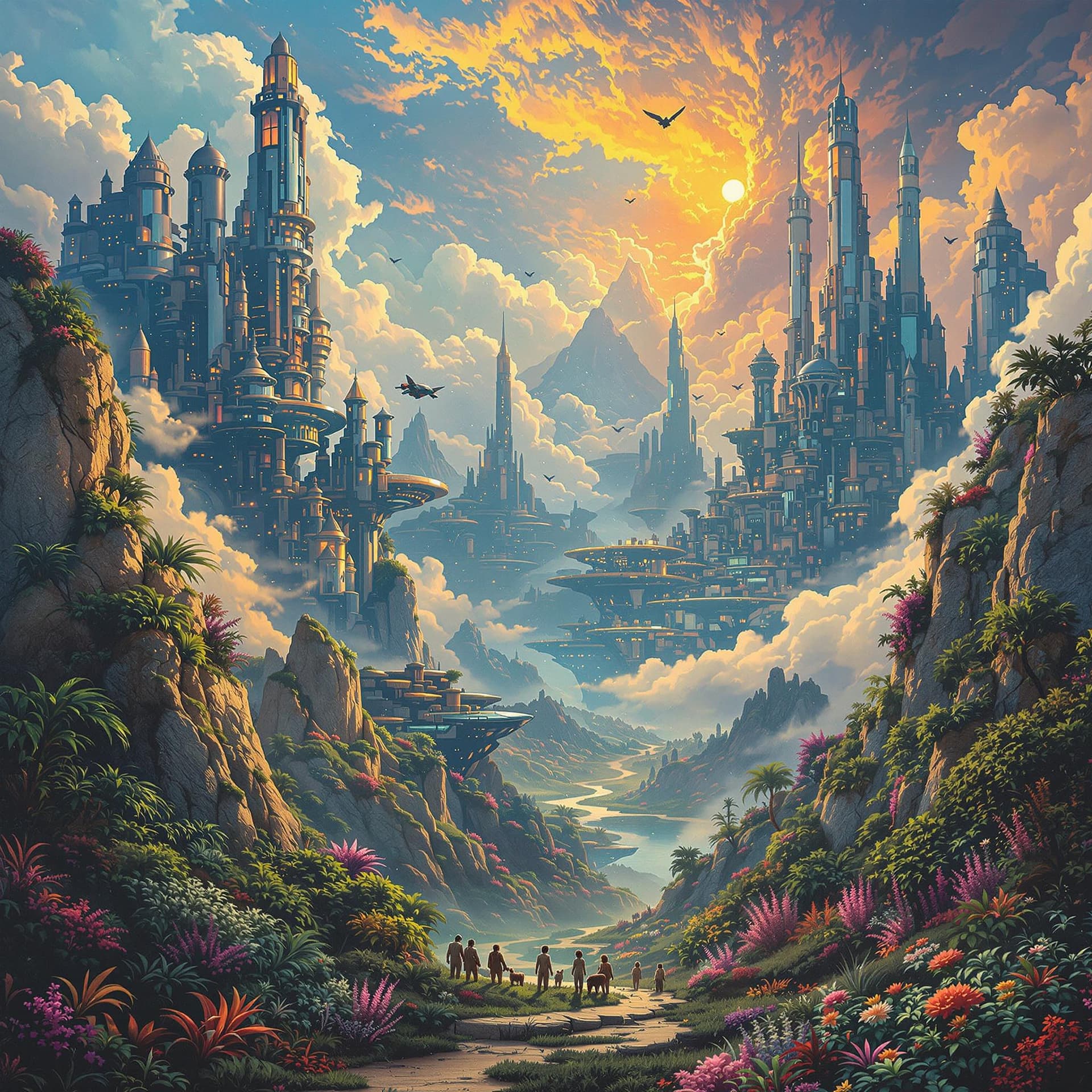 AI generated: World War III has concluded, and it is the dawn of a new civilization. Beautiful wonderlands, mounta...