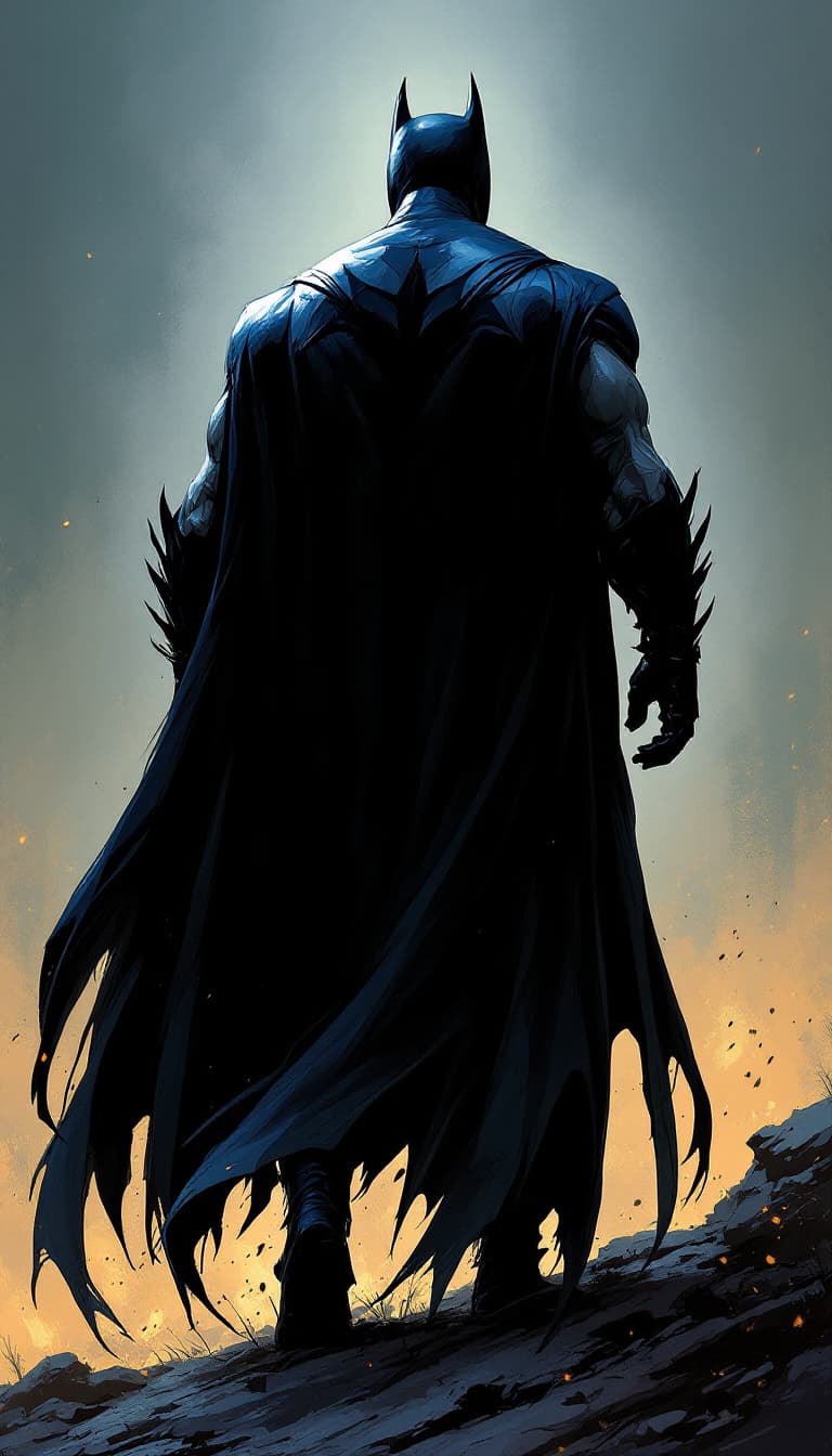 AI generated: digital painting of batman, comics art,, stylized, back view