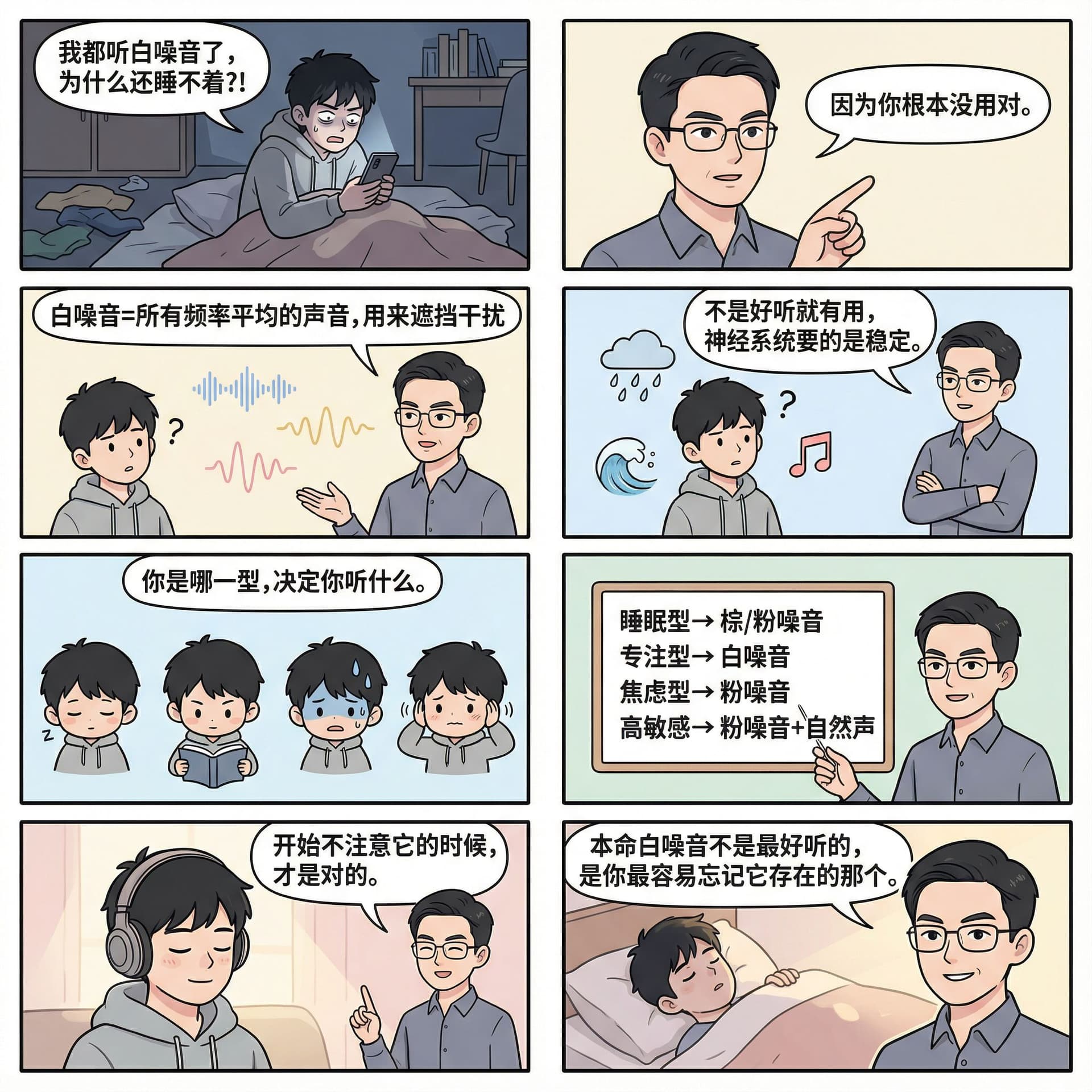 AI generated: 一张八格动漫
8-panel vertical comic strip, Chinese educational comic, clean borders between panels, storyt...