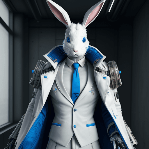 AI generated: anthropomorphic cyberpunk male rabbit| hyperrealism| highly detailed| intricate details| unreal engi...