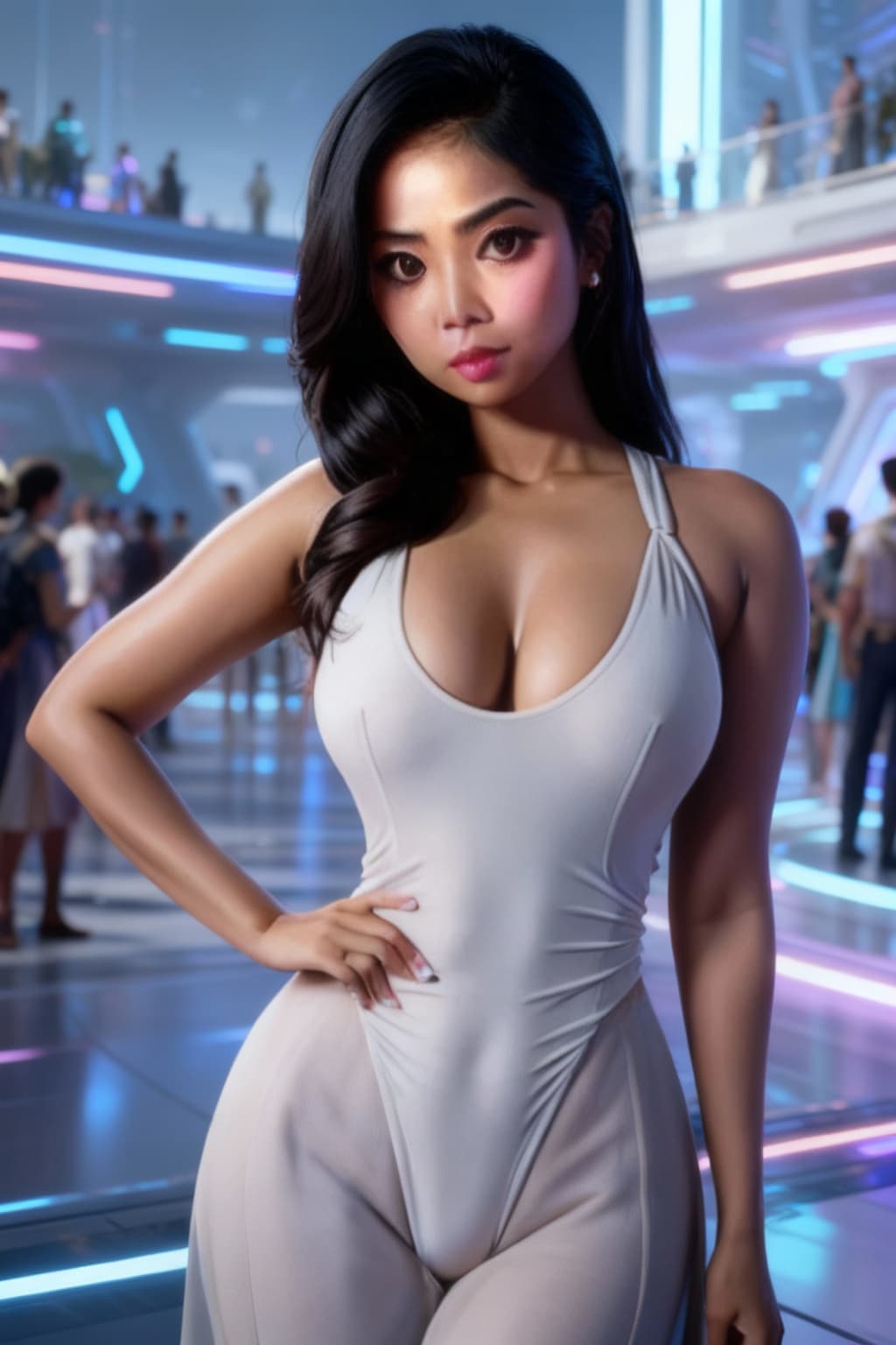 AI generated: Combine characters into an elegant photo, into a cinematic portrait, of a beautifully elegant woman ...
