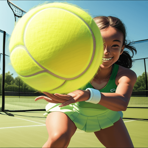 AI generated: tennis ball bouncing on the net with a smile on it's face
