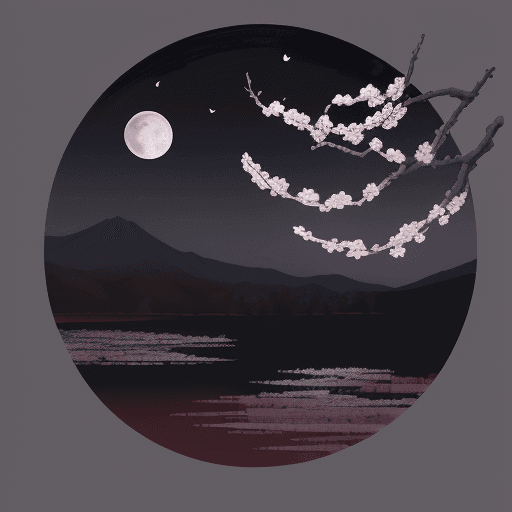 AI generated: A painting of a plum blossom with the moon in the background, inspired by George Lacom, James A. R. ...
