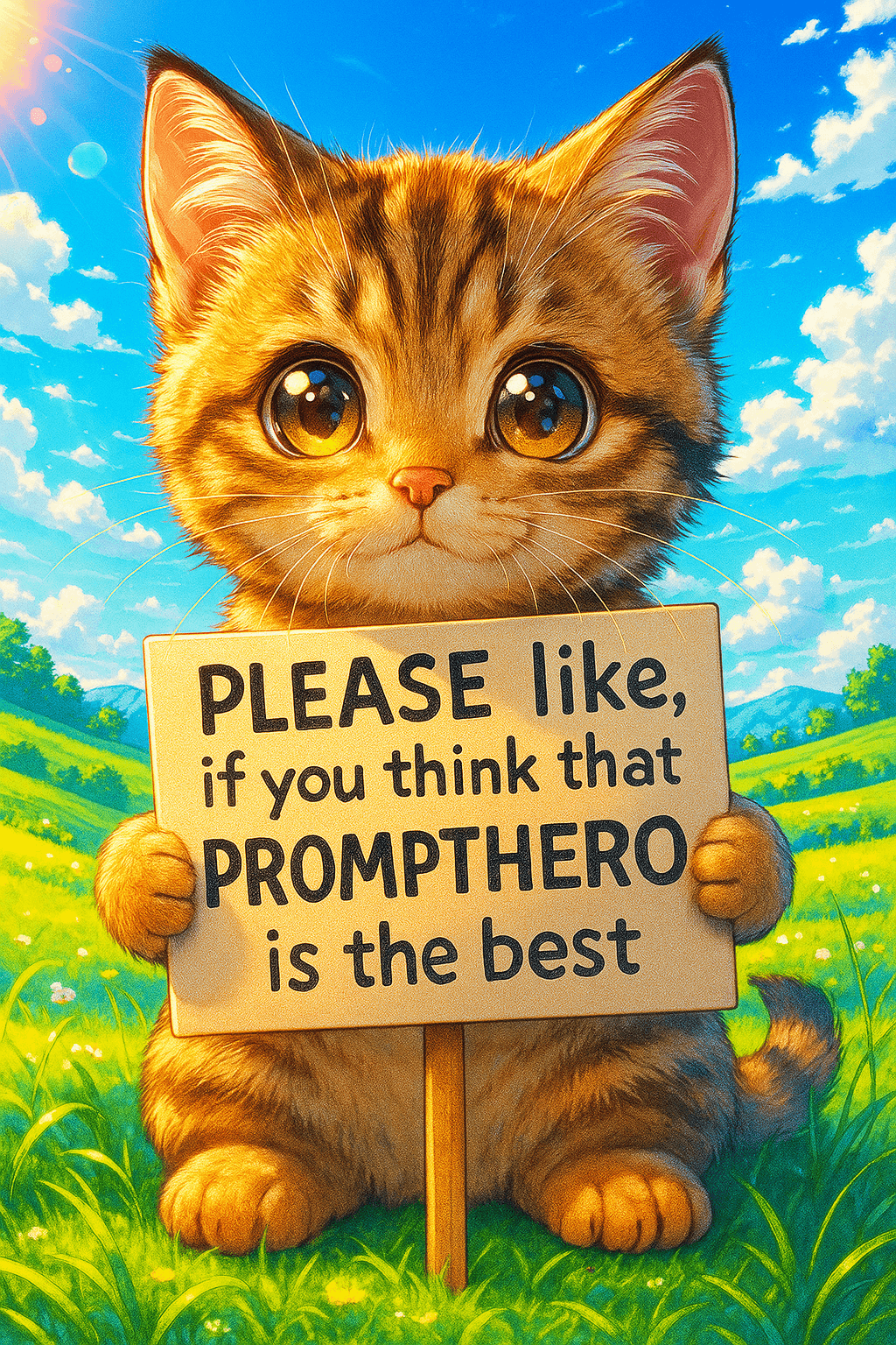 AI generated: Change to Anime Ufotable style with brightest HDR 5000 nits color engine: A cute little Arabian cat ...