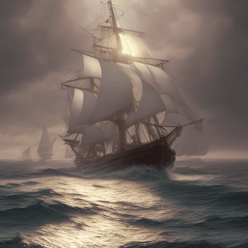 AI generated: Photo of a ultra realistic sailing ship, dramatic light, pale sunrise, cinematic lighting, battered,...
