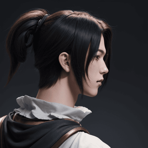 AI generated: pfp, profile background, anime boy, character, fantasy, medieval, looking from behind at viewer, beh...