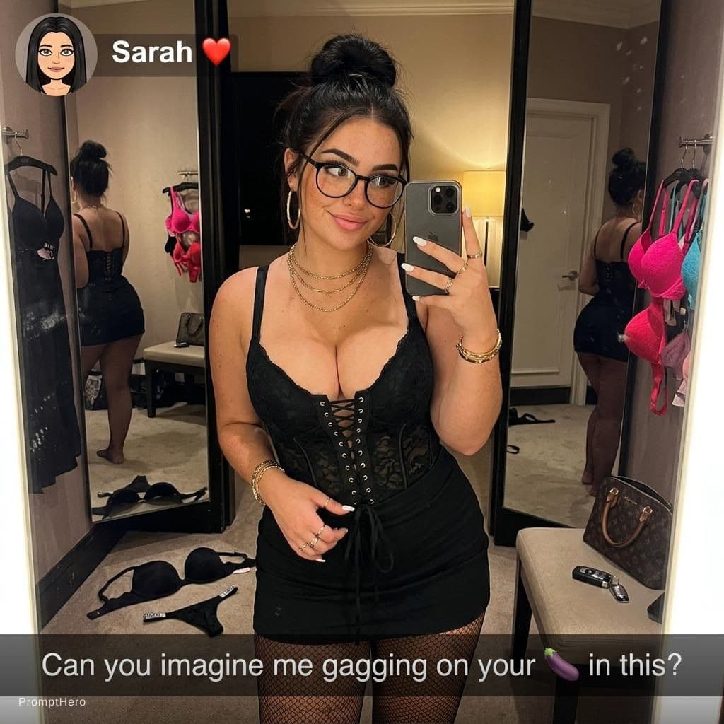 AI generated: {
  "shot_type": "mirror selfie received on snapchat, top left corner has bitmoji and a random sexy ...