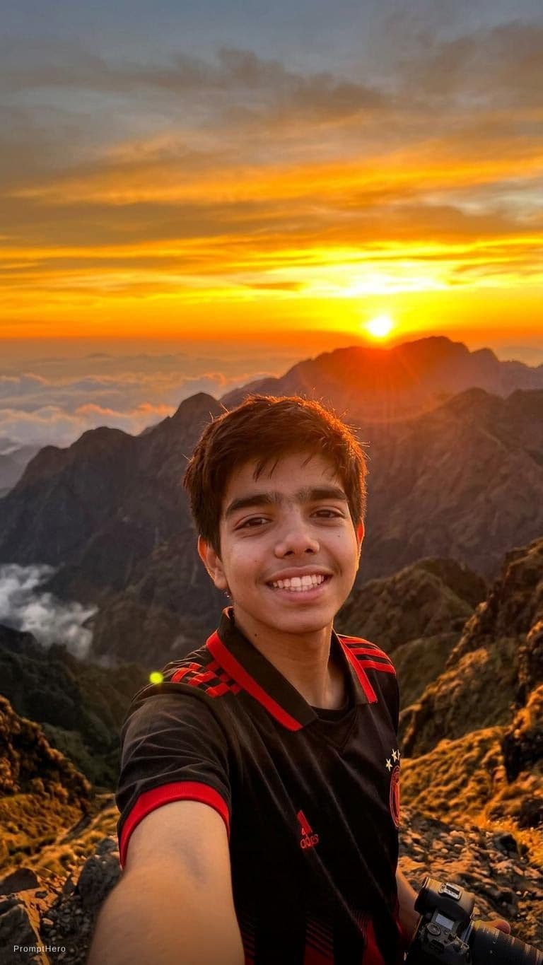 AI generated: a beutiful sun set on mountain 