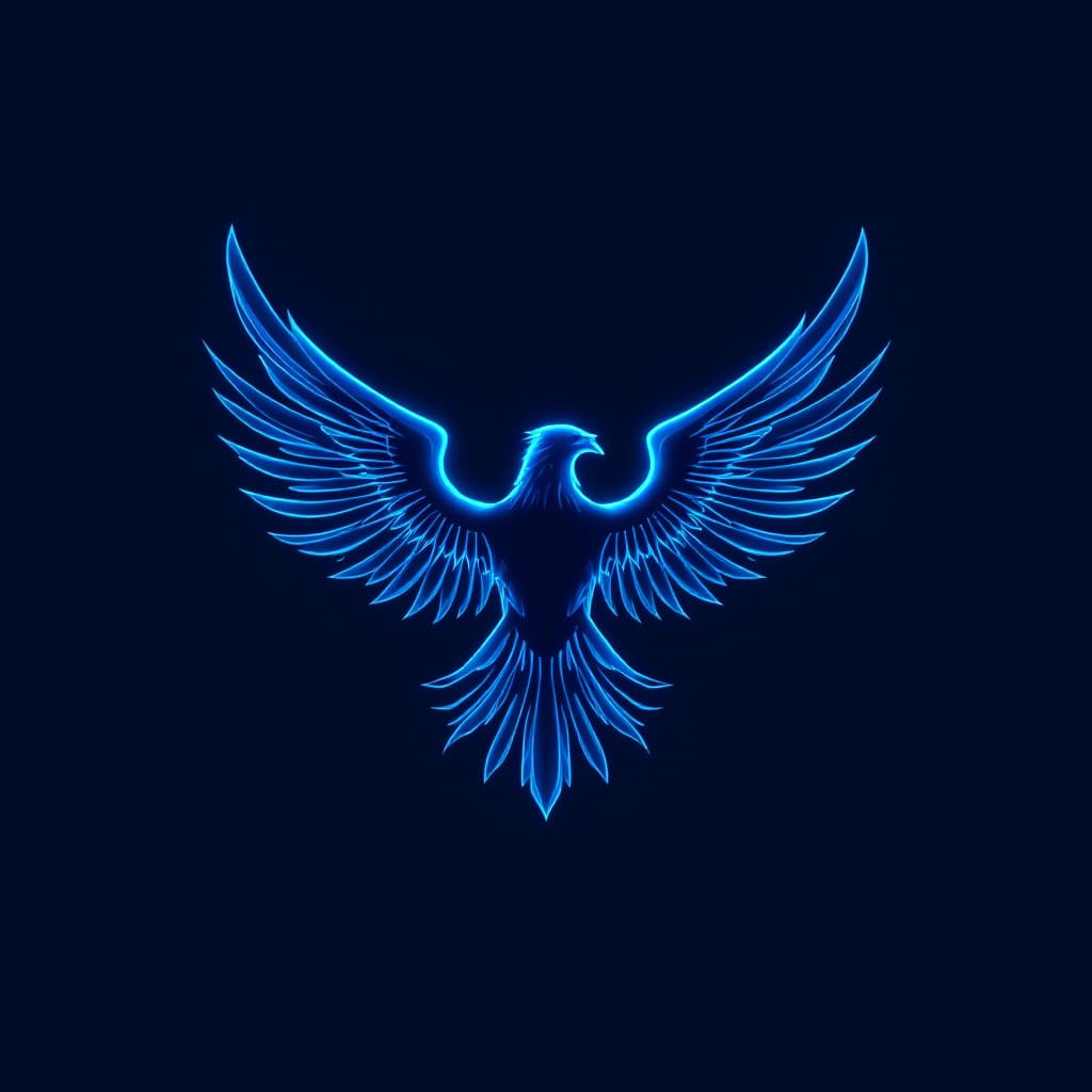 AI generated: fondo para post de facebook   bioluminiscente azul neón UHD que tenga forma de aguila de escudo mili...