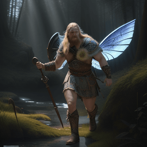AI generated: viking, photorealistic, dynamic, ultra detailed, fairy lighting, volumetric rays, hdr. --ar 9:16