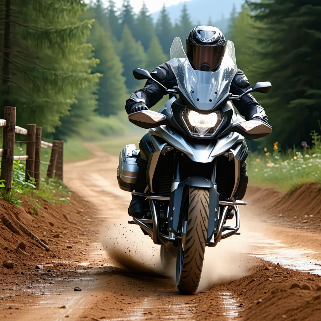 AI generated: bmw r1150gs adventure on a dirt road, prepared for adventure, 
cinematic, hyper realism, high detail...