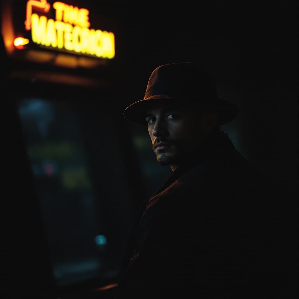 AI generated: in the style of imax, candid celebrity shots, dark BLACK cinestill 50d, asymmetrical, rangercore, ma...