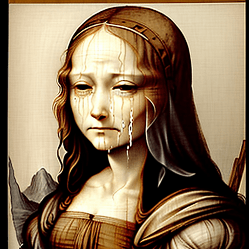 AI generated: drawing of a crying woman by Leonardo da Vinci 