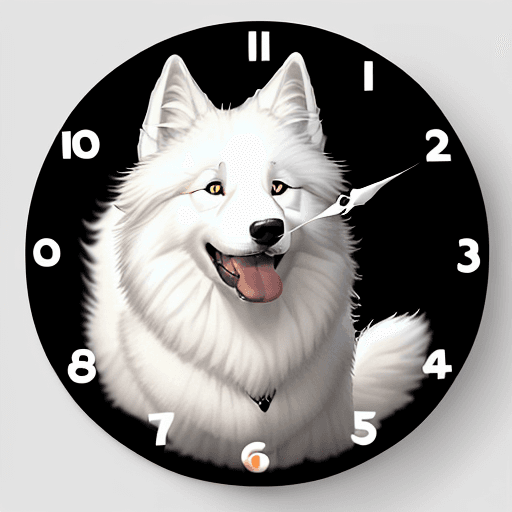 AI generated: smiling/happy white samoyed dog black background for my phone lockscreen leave some space above him ...