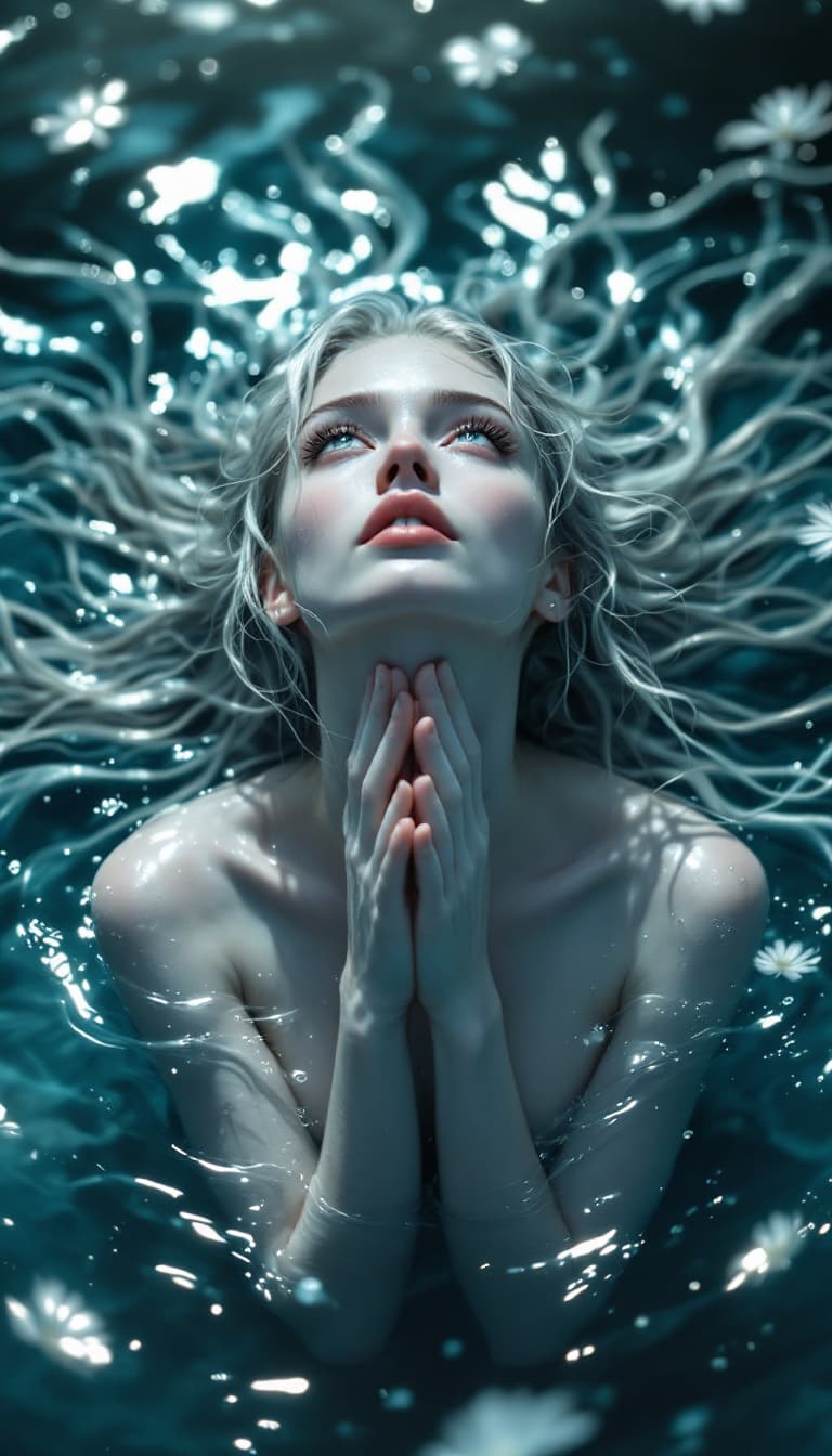 AI generated: intricate artwork, cinematic feel :1. 2, soft lighting, 25 year old beautiful woman, water goddess, ...