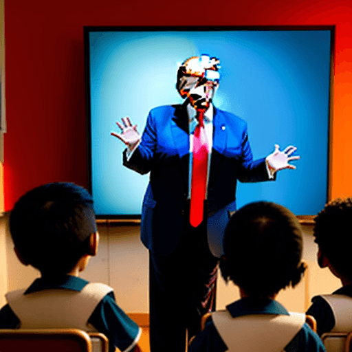 AI generated: Donald Trump teaching global humanism to schoolchildren