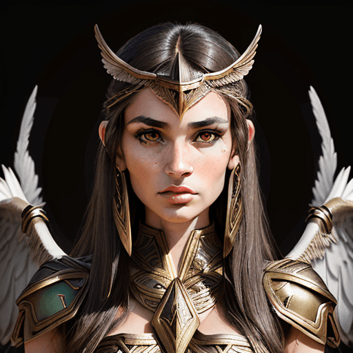 AI generated: ortrait photo  of a attractive Valkyrie Athenea,  olive skin, long dark hair, beautiful bone structu...