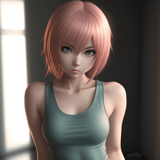 AI generated: Anime girl with small tank top , seductive look , 4k
