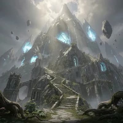 AI generated video: GENERA UNA VIDEO EN MOVIMIENTO DONDE LA CÁMARA VAYA ATRAVESANDO ESTA MONTAÑA DESDE EL PIE HASTA LA C...