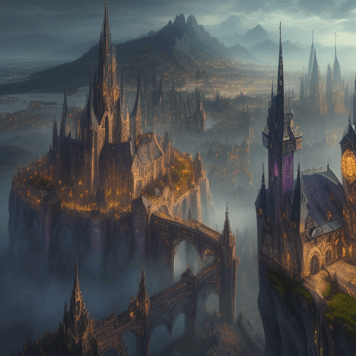 AI generated: eine stadt, fantasy, magische kreaturen, 8k, in einer großen glaskugel, 