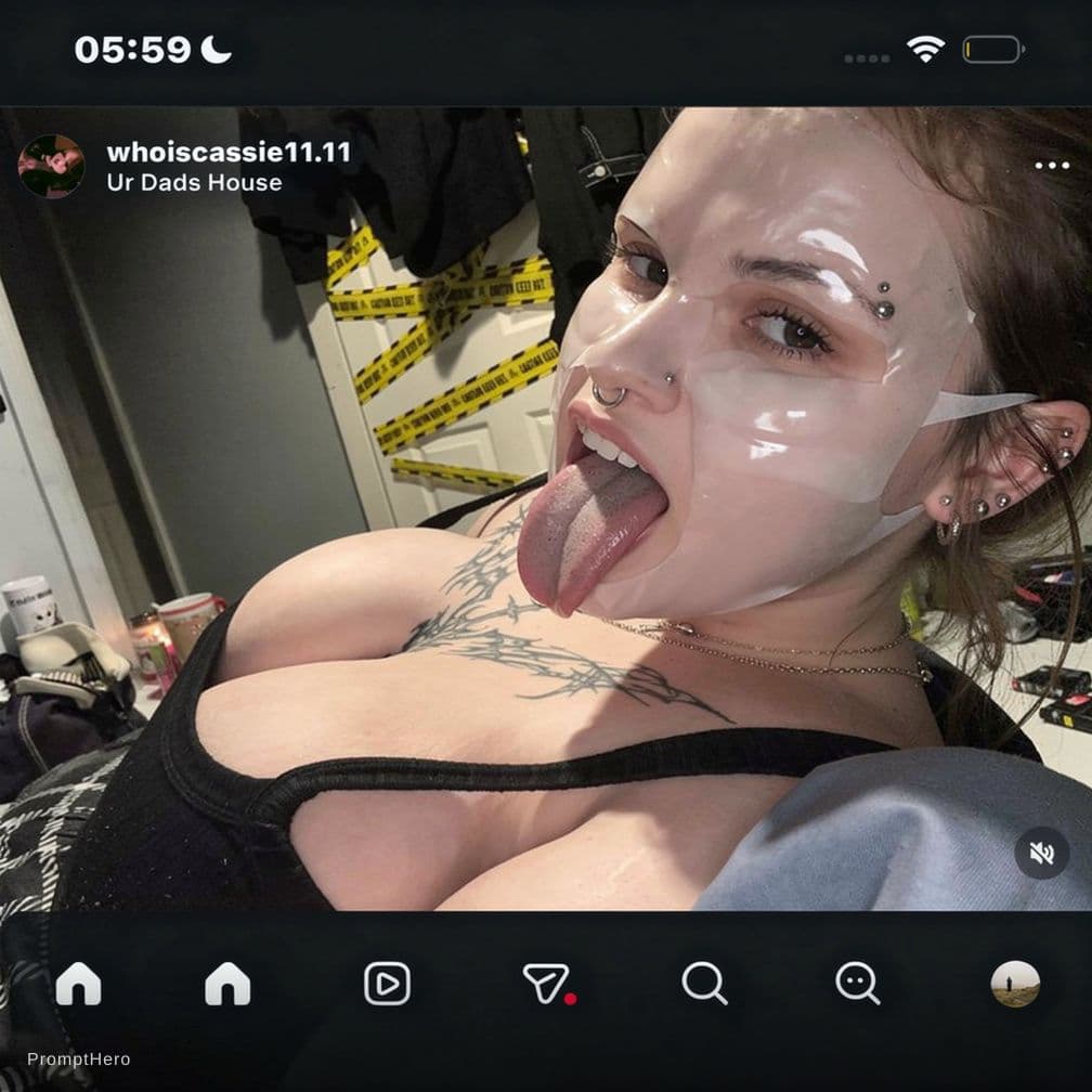 AI generated: Stick my tongue wide out my mouth 