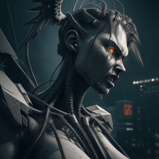 AI generated: professional 3d model (mechanical angel), aggressive looking, savage looking, finely detailed, bruta...