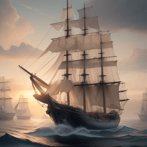 AI generated: Photo of a ultra realistic sailing ship, dramatic light, pale sunrise, cinematic lighting, battered,...