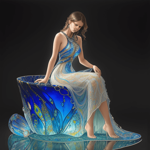 AI generated:  A beautiful  stunning  woman silhouette Portrait, Glass art,Venetian (Murano glass), millefiori gla...